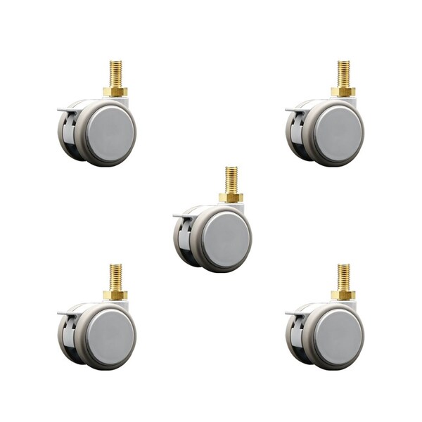Service Caster 2 Inch MRI Safe Casters with Brakes, 12mm Threaded Stem, Set of 5, SCC, 5PK SCC-TS02S50-TPR-GRY-B-M12X22-MRI-5 - main